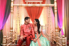 Adorable Indian bride and groom face at sangeet. Adorable Indian bride and groom face at sangeet.