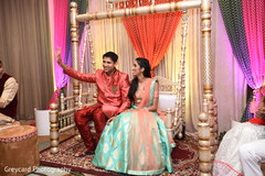 Lovely Indian couple at their sangeet party. Lovely Indian couple at their sangeet party.