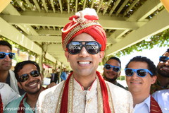 Charming Indian groom warring baraat sunglasses. Charming Indian groom warring baraat sunglasses.