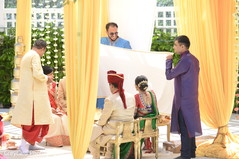 Indian groom covered with antarpat. Indian groom covered with antarpat.