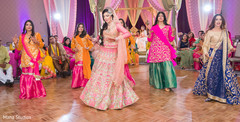 Maharani and bridesmaids at sangeet choreography. Maharani and bridesmaids at sangeet choreography.