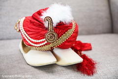 Indian groom's turban with jewelry. Indian groom's turban with jewelry.