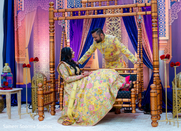Beautiful bride posing with groom