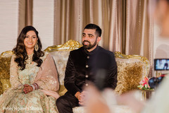 Indian bride and groom during the reception Indian bride and groom during the reception