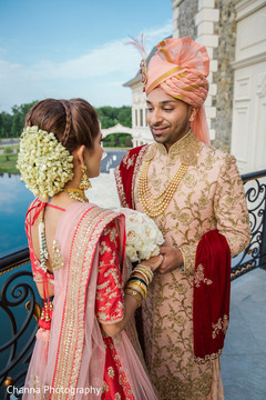 Indian bride and groom having a tender moment Indian bride and groom having a tender moment