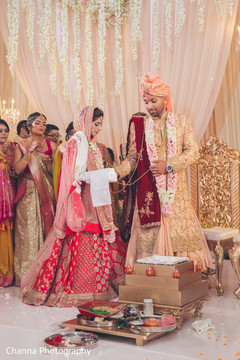 Indian bride and groom at the ravishing ceremony Indian bride and groom at the ravishing ceremony