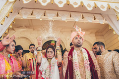 Indian couple leaving the ceremony Indian couple leaving the ceremony