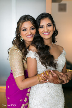 Sweet Indian bride and bridesmaid portrait. Sweet Indian bride and bridesmaid portrait.