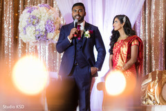 Indian bride and grooms capture during speech. Indian bride and grooms capture during speech.