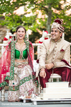 Indian bride smiling during the ceremony Indian bride smiling during the ceremony