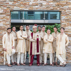 Indian groom posing with groomsmen Indian groom posing with groomsmen