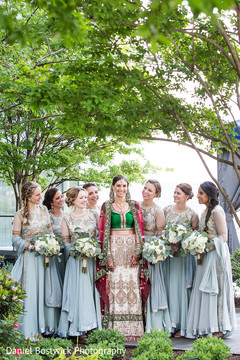 Indian bride and bridesmaids outdoors Indian bride and bridesmaids outdoors