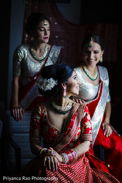 Indian bride with her bridesmaids Indian bride with her bridesmaids