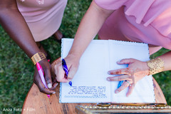 Guests writing messages to the couple Guests writing messages to the couple