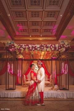 Indian bride and groom holding each others hands. Indian bride and groom holding each others hands.