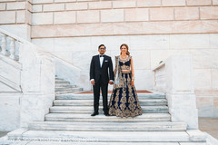 Indian bride and groom holding hands Indian bride and groom holding hands