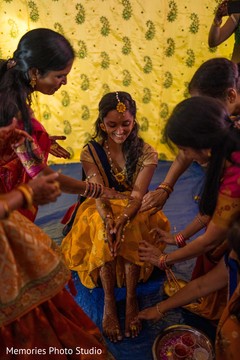 Indian bride about to get turmeric paste. Indian bride about to get turmeric paste.