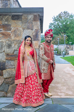 Indian couple meeting for their first look. Indian couple meeting for their first look.