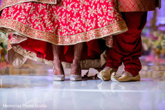 Lovely capture of Indian bride and groom's ceremony shoes. Lovely capture of Indian bride and groom's ceremony shoes.