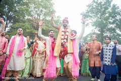 Upbeat Indian groom's baraat celebration. Upbeat Indian groom's baraat celebration.