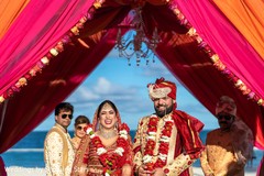 Indian bride and groom at their Jaimala Ceremony. Indian bride and groom at their Jaimala Ceremony.