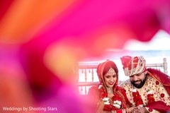 Dreamy capture of Indian bride and groom at wedding ceremony. Dreamy capture of Indian bride and groom at wedding ceremony.
