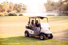 Sweet couple in a golf car. Sweet couple in a golf car.