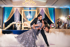 Indian couple at wedding reception first dance. Indian couple at wedding reception first dance.