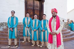 Indian groom and groomsmen posing for pictures Indian groom and groomsmen posing for pictures