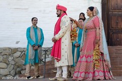 Indian bride and groom's first glance Indian bride and groom's first glance