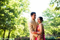 Cute Indian bride and groom's first look capture. Cute Indian bride and groom's first look capture.