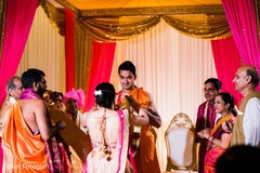 Maharani and Rajah during the varmala ritual. Maharani and Rajah during the varmala ritual.