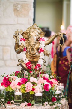 Stunning Indian wedding Ganesha Puja decoration. Stunning Indian wedding Ganesha Puja decoration.