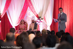 Indian newlyweds during speeches Indian newlyweds during speeches