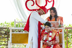 Indian bride and groom having a tender moment Indian bride and groom having a tender moment