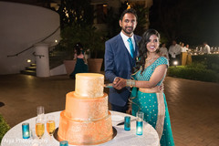 Cheerful Indian bride and groom cutting the cake. Cheerful Indian bride and groom cutting the cake.