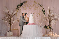 Cheerful Indian bride and groom cutting the cake. Cheerful Indian bride and groom cutting the cake.
