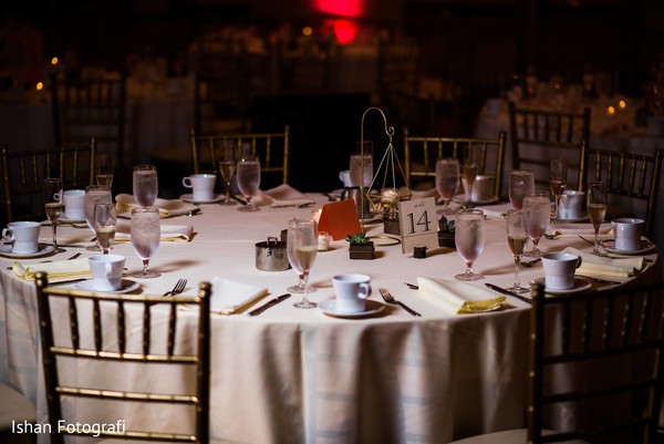 Lovely Indian wedding reception table setup.