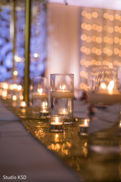 Candle details of the Indian wedding reception venue Candle details of the Indian wedding reception venue