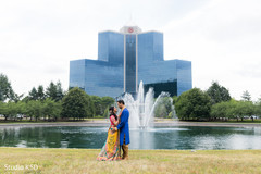 Indian bride and groom outdoors for the photo shoot Indian bride and groom outdoors for the photo shoot