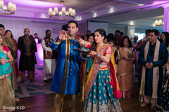 Indian bride and groom with guests for the rituals Indian bride and groom with guests for the rituals