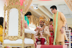Indian groom about to put bride the garland. Indian groom about to put bride the garland.