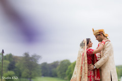 Dreamy Indian couple on their ceremony outfits. Dreamy Indian couple on their ceremony outfits.