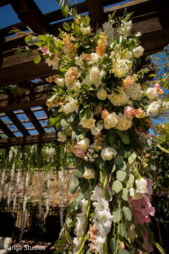 Indian wedding ceremony altar flowers decorations. Indian wedding ceremony altar flowers decorations.