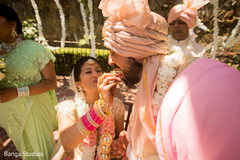 Indian bride giving food to groom ritual. Indian bride giving food to groom ritual.