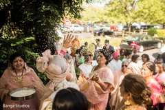 Indian bride throws rice behind her. Indian bride throws rice behind her.