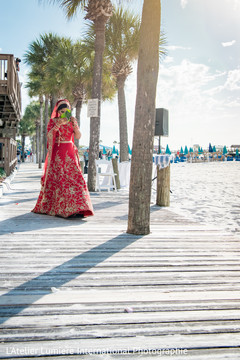 Indian bride walking at the pier Indian bride walking at the pier