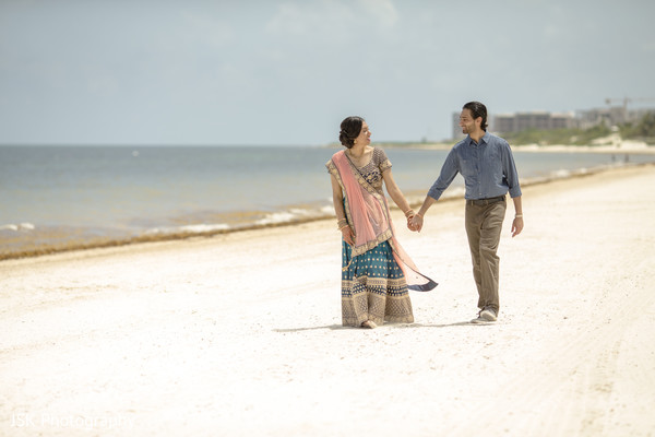 Lovely Indian bride and groom by the beach photo shoot.