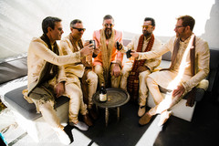 Indian groom with groomsmen celebrating Indian groom with groomsmen celebrating