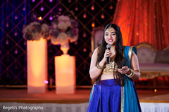 Indian bridesmaid at reception speech moment. Indian bridesmaid at reception speech moment.